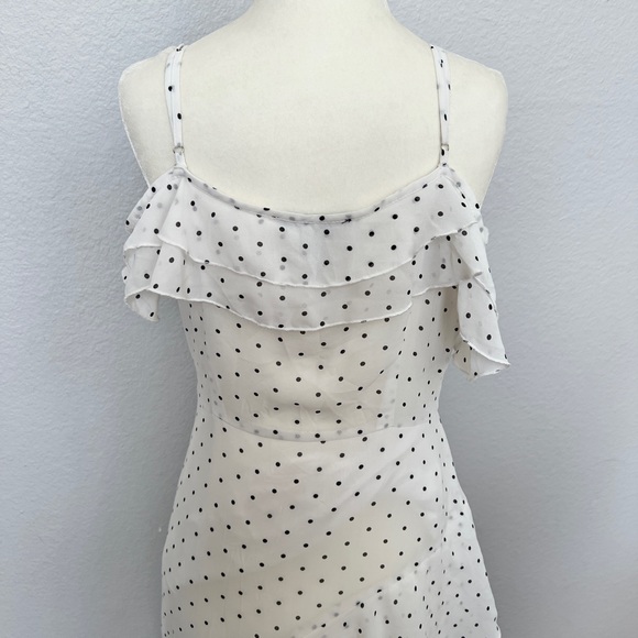 🎉 Sale Forever 21 White Black Polka Dot Long Dress M - Picture 4 of 5